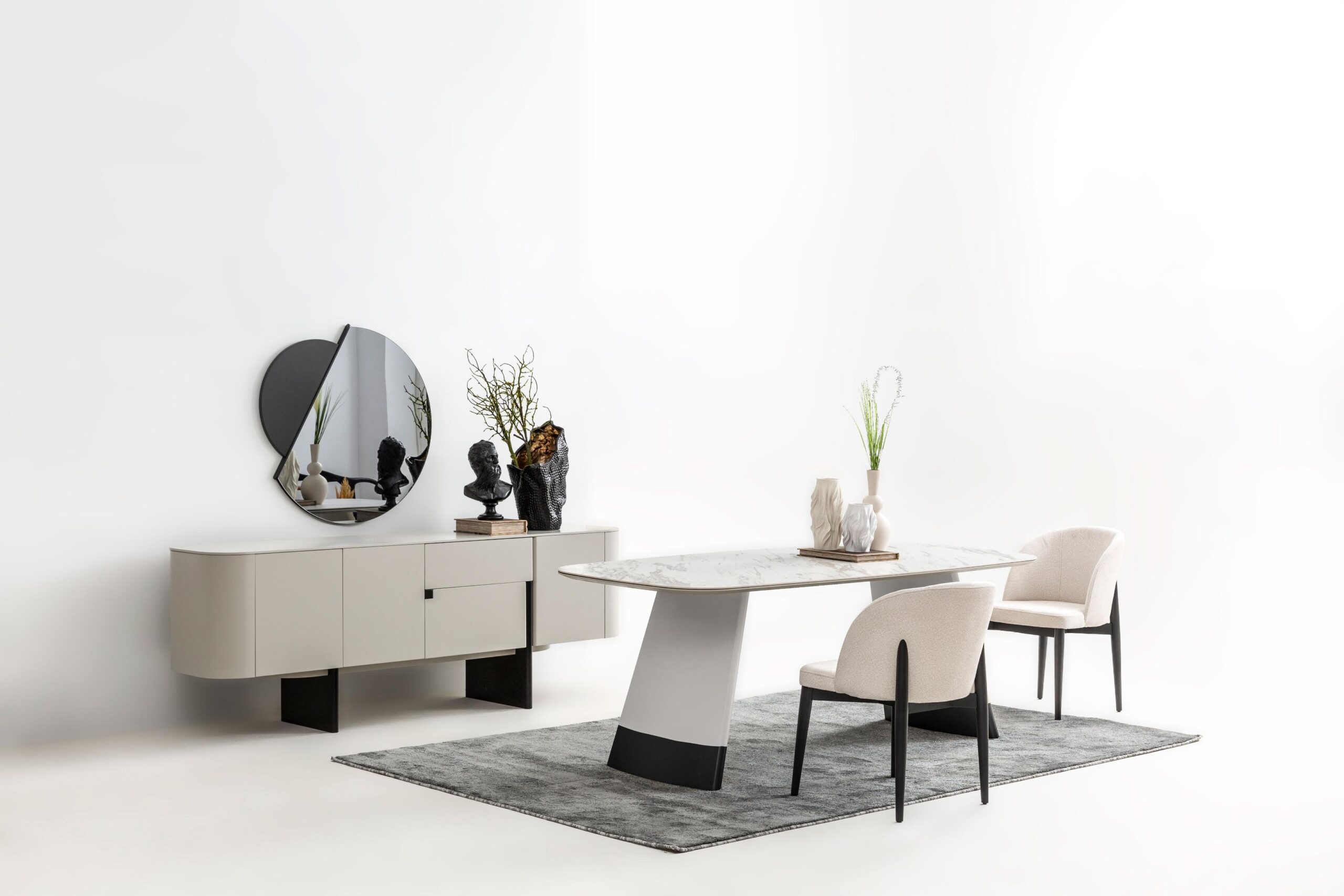 Light Gray Black Yemek Odası